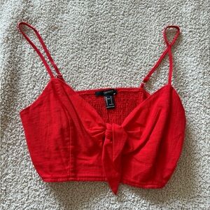 Forever 21 Red Tie-Front Crop Top